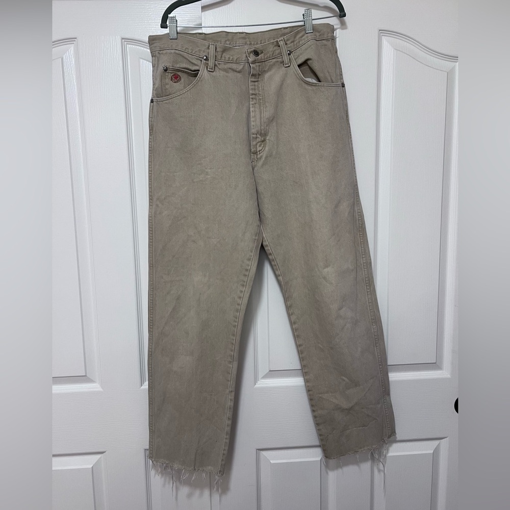 Wrangler Twenty X Men's Tan Straight Pants - 36 X 36 - Frayed bottom